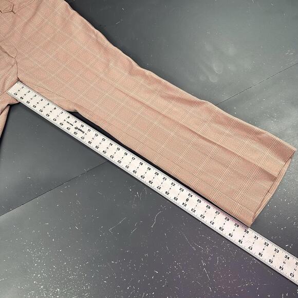 VTG Lee Frontier Slacks Mens 38x30 Beige Blue Bootcut Checkered Plaid 70's USA - Picture 5 of 9